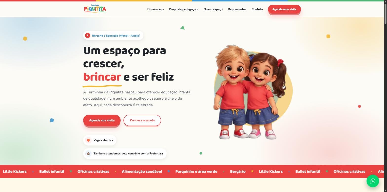 Site da Turminha da Piquitita em uma janela de navegador